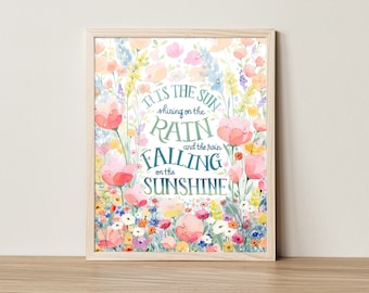 Floral Watercolor Art Print: Secret Garden Quote, Nursery Wall Decor