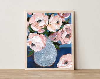 Garden Roses Art Print | Gift for Mom | Pink Floral Wall Decor | Giclee Fine Art Print, Select Your Size
