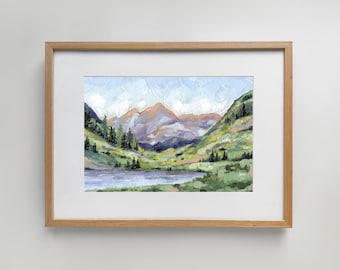Maroon Bells, Aspen – Colorado Mountain Landscape Art Print