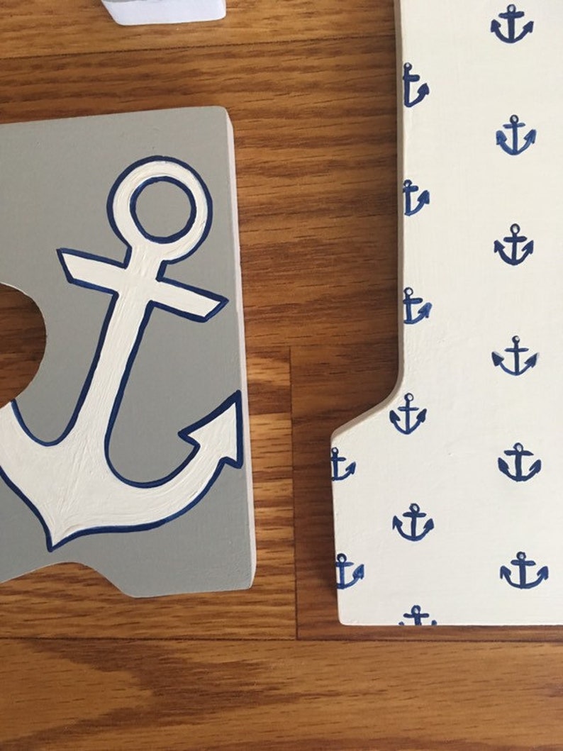 Navy White and Grey Nautical Anchor Letters Boy Nursery Etsy
