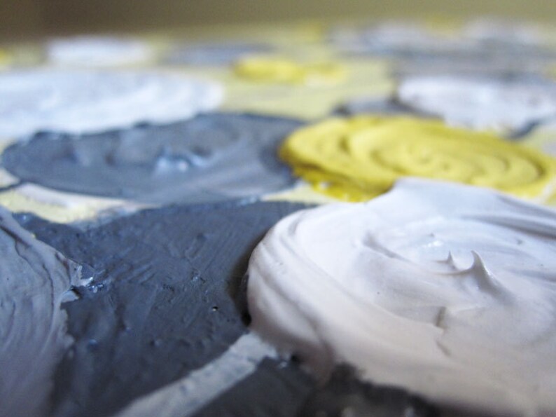 Yellow Blue and Grey Wall Art Textured Painting Abstract Etsy