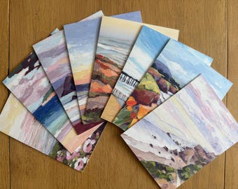 Hand Painted California Beach Art - Greeting Card Set of 8
