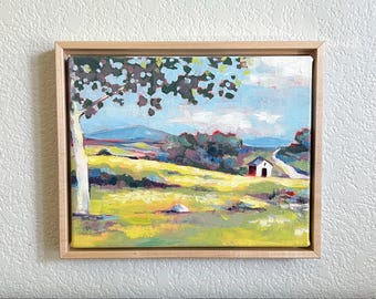 Impressionist Landscape Painting: Framed Acrylic Art, Denver Foothills (8x10)