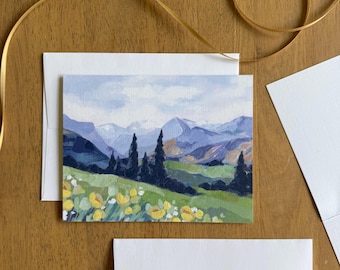 Hand Painted Colorado Mountain Art Greeting Card Set of 8