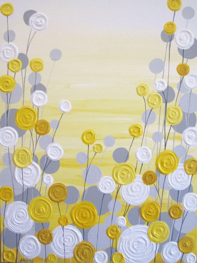 Yellow and Grey Art Textured Acrylic Painting on Canvas Etsy