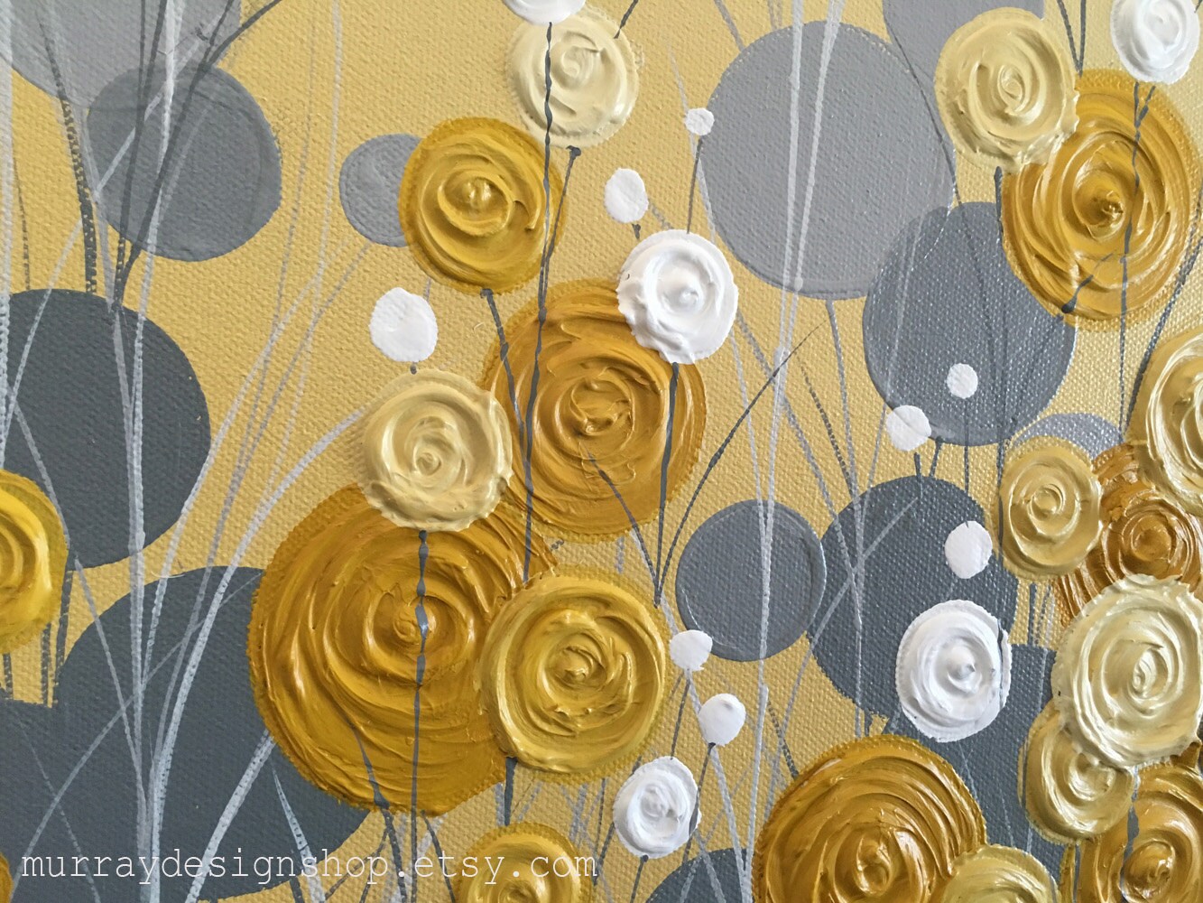 Mustard Yellow and Grey Wall Art Textured Painting Abstract Etsy