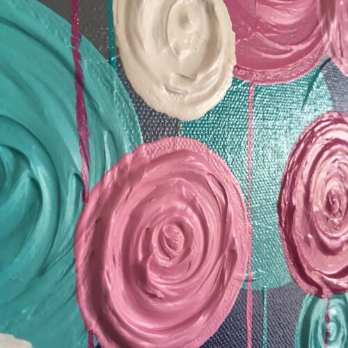 Magenta, Teal, and Navy Circle Nursery Art, Textured impasto wall shops art, made to order