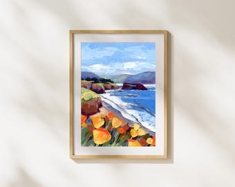 Mendocino | Matted Original Textured California Painting