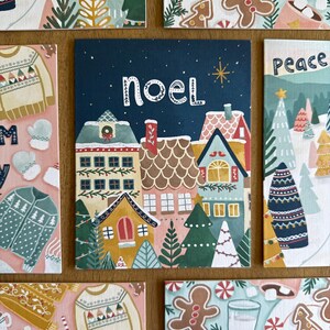 Set di 8 biglietti di auguri natalizi di arte popolare / Confezione di biglietti di auguri disegnati a mano / Noel / Formato A2, biglietti vuoti per tutte le occasioni