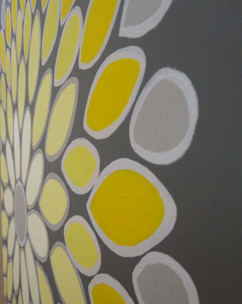 Wall Art Yellow and Grey Abstract Flower 20x20 Acrylic Etsy