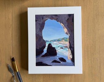 Thousand Steps, Laguna Beach | Matted Original Textured California Painting