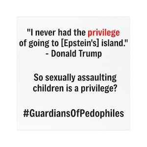 I Never Had the Privilege of Going to [Epstein's] Island - Donald Trump Car Magnet