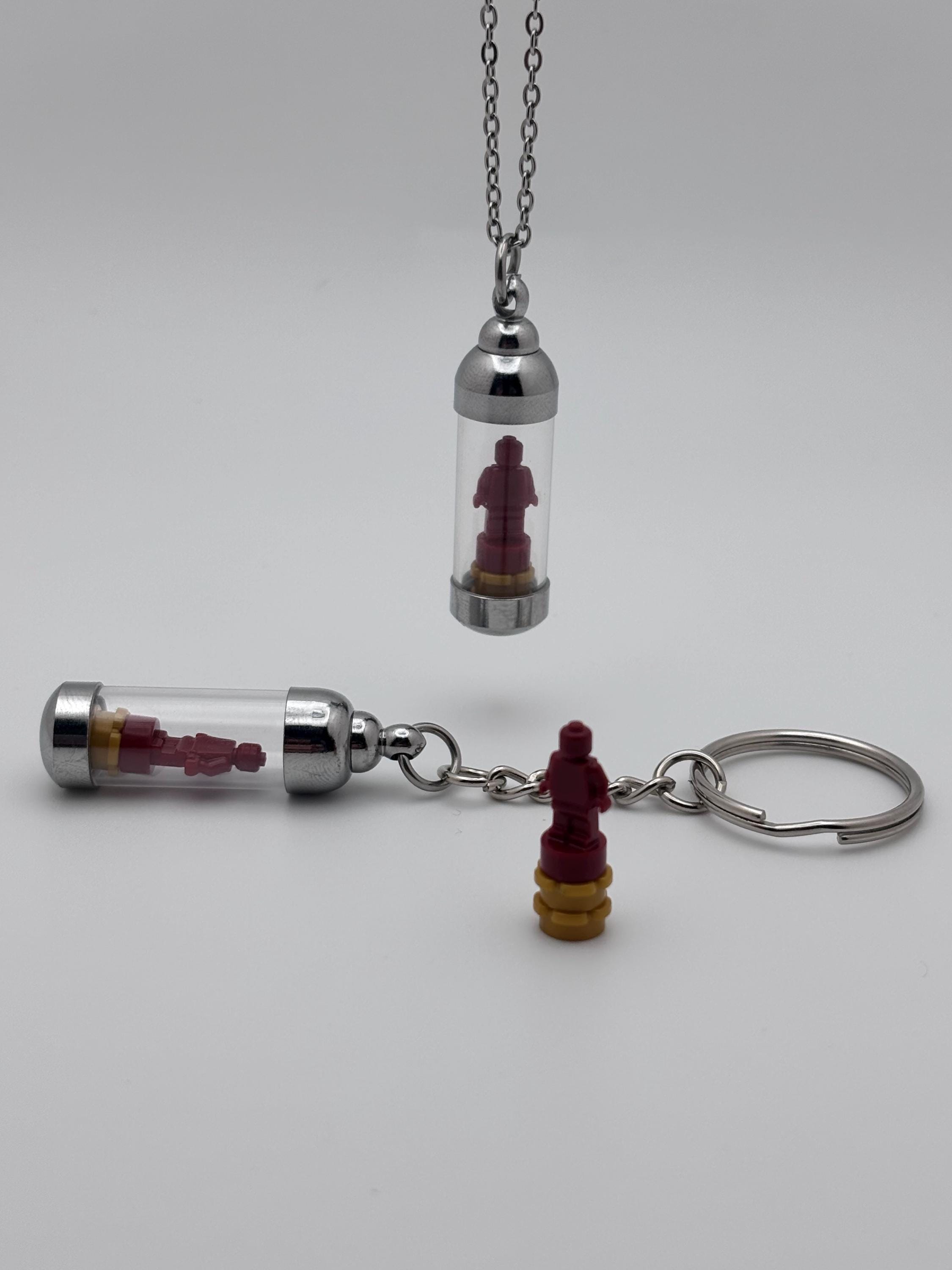 Mini Trophy Vial Keychain or Necklace, Glass Vial Charm, Building Block ...