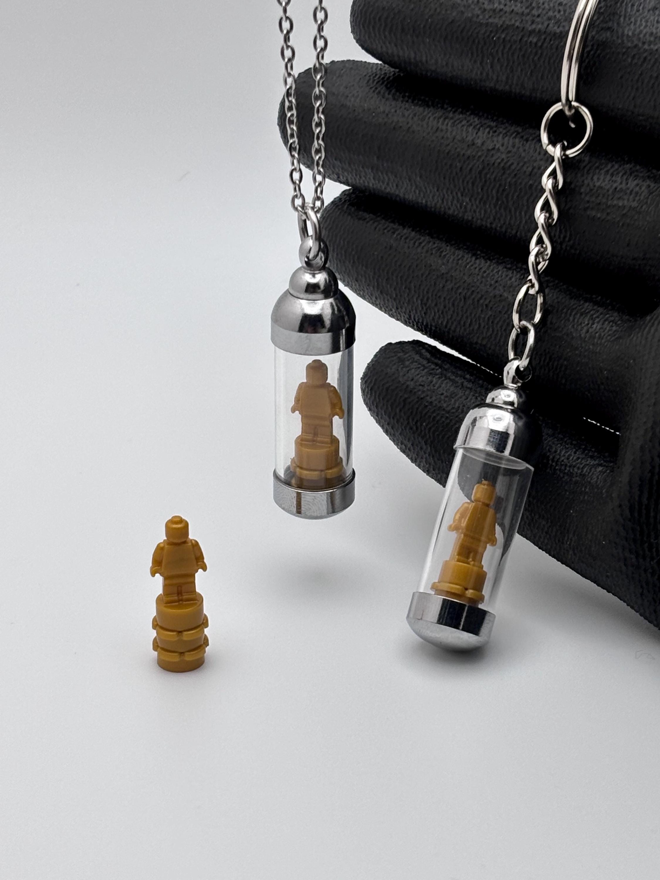 Mini Trophy Vial Keychain or Necklace, Glass Vial Charm, Building Block ...