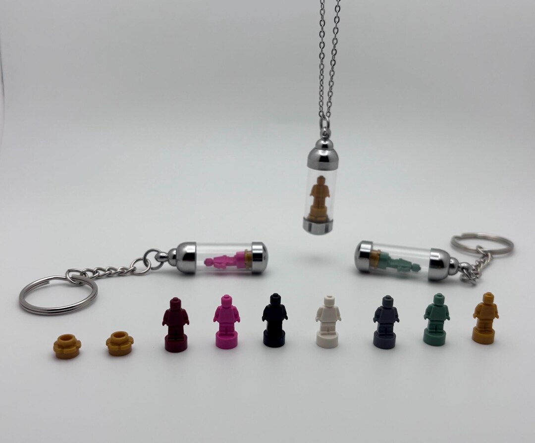 Mini Trophy Vial Keychain or Necklace, Glass Vial Charm, Building Block ...