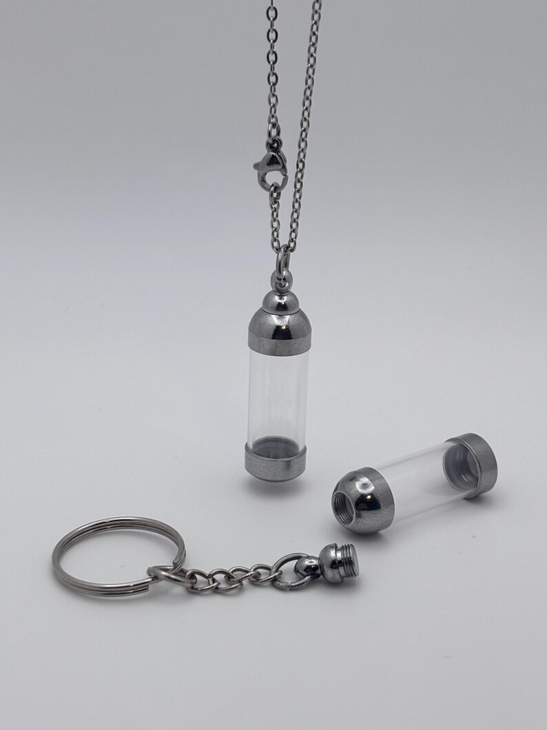 Mini Trophy Vial Keychain or Necklace, Glass Vial Charm, Building Block ...