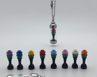 Rose Flower Vial Keychain or Necklace, Glass Vial Charm, Building Block Accessory, Handmade Gift