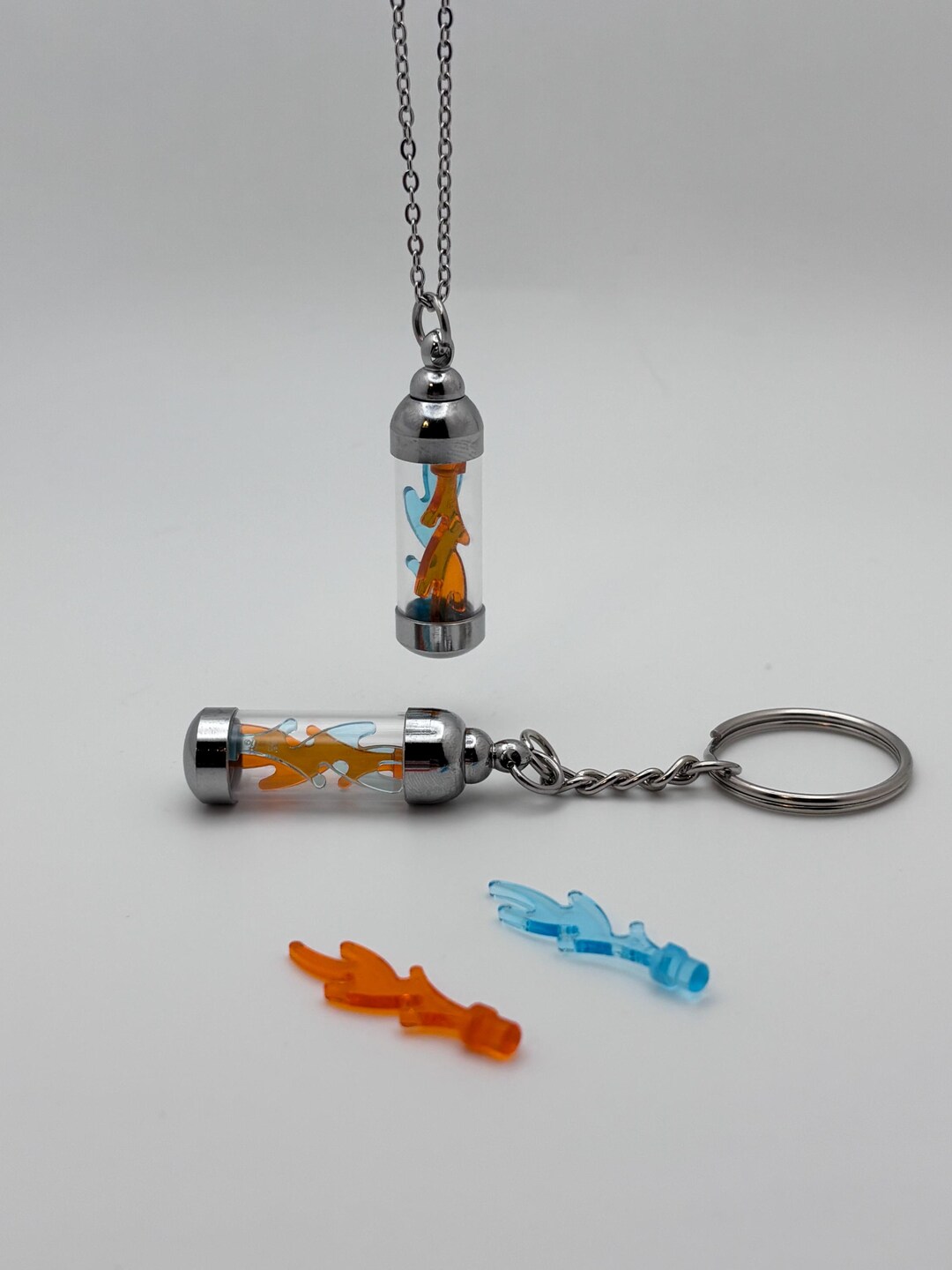 Flame Vial Keychain or Necklace, Glass Vial Charm, Building Block ...