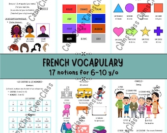 Fransk ordförrådsarbetsbok för barn – utskrivbar läromedel för åldrarna 6–10