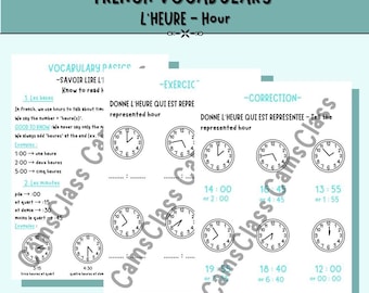Lär dig att säga tiden på franska – Utskrivbart spel för barn 6–10