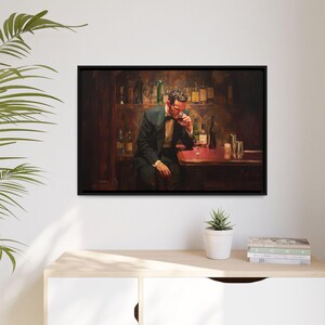 Framed Matte Canvas Wall Art - Elegant Bartender, Bar Decor, Vintage Art, Home Decor, Gift for Whiskey Lovers