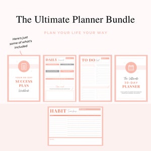 Paquete Ultimate Planner Planificador de 30 días/Libro de trabajo del plan de éxito de 90 días/ Lista de tareas pendientes / Planificador semanal Carta de EE. UU.