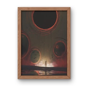 Abstract Space Rift Monk Wall Art Print, Surreal Cosmic Galaxy, Modern Astral Home Decor, Mystical Universe Artwork, Contemporary AI Print