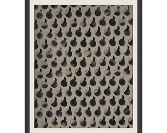 Black and Taupe Dot Pattern Minimalist Abstract Art Print, Japandi Digital Download, Modern Wall Art