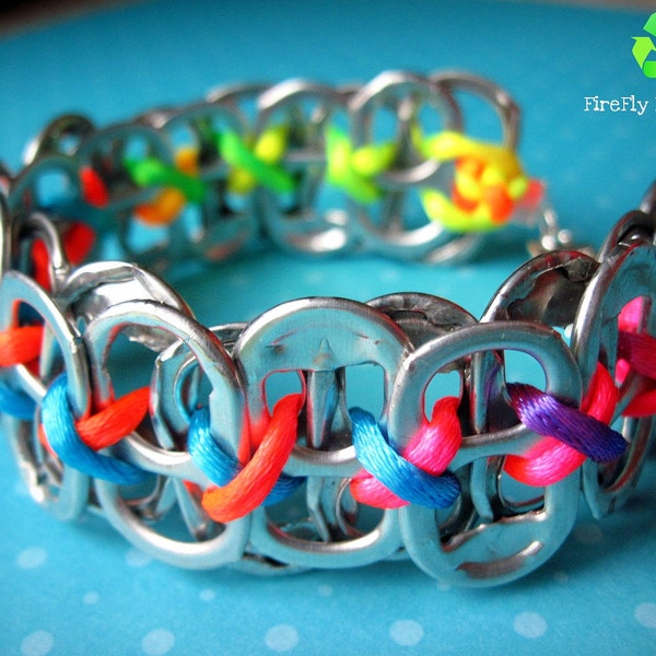 Eco Chic - Recycled Rainbow Pop Tab Bracelet with Star Clasp