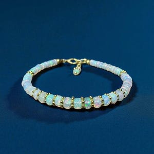Natural Ethiopian Opal Beaded Bracelet, Fire Opal Bracelet, October Birthstone Jewelry, AAA Ethiopian Opal Bracelet, Gift Bracelet