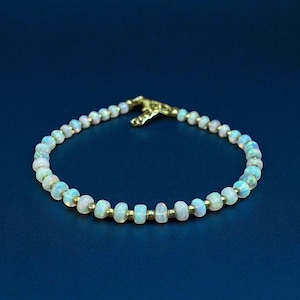 AAA Ethiopian Opal Beaded Bracelet, Natural White Opal, October Birthstone, Opal Beads Bracelet, Gift Bracelet