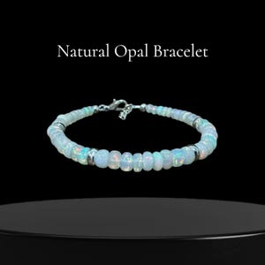 Natural Opal Beaded Bracelet, Gemstone Beads, Opal Rondelle Beads Bracelet, October Birthstone Jewelry, Opal Beads Bracelet Gift her
