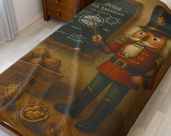 Nutcracker Professor Velveteen Plush Blanket, Humorous Class Cozy Throw for Science Lovers