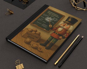 Nutcracker Professor Chalkboard Lesson Hardcover Journal, Holiday Humor Notebook, Teacher Gift