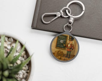 Nutcracker Professor Keyring Tag, Chalkboard Lesson Keychain, Christmas Stocking Stuffer, Teacher Gift