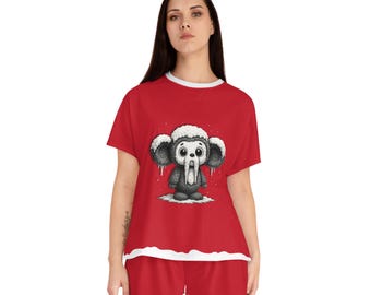 Frozen Cheburashka Christmas Pajamas, Russian Winter PJ Set, Soviet Cartoon PJs, Slavic Childhood Pajama Set