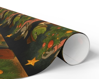 Nu Pogodi Cheburashka Gena Wolf Hare Christmas tree Wrapping Papers