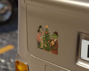 Nu Pogodi Cheburashka Gena Christmas Tree Sticker, Transparent Die-Cut Sticker