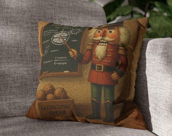 Nutcracker Professor Chalkboard Lesson Pillowcase, Fun Home Decor for Educators & Students