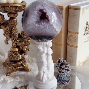 Amethyst Geode Sphere / Amethyst Sphere /Amethyst Agate Sphere With metal stand