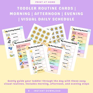 Toddler Visual Routine | Morning | Afternoon | Evening | Printable Chart