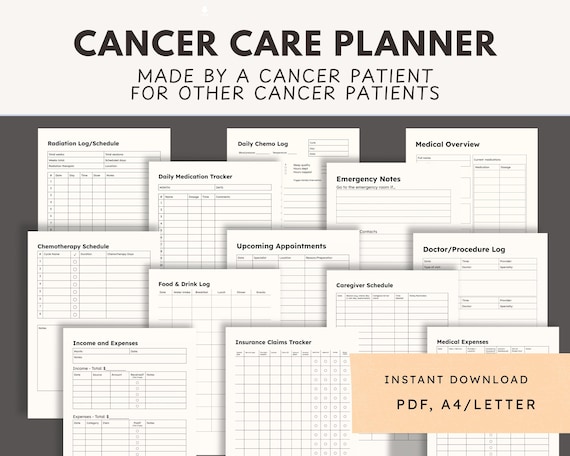 Printable Cancer Care Planner, Chemo Planner, Radiotherapy Log, Cancer Care Package, Cancer Diagnosis Journal PDF