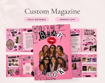 Birthday Magazine Gift Template: Y2K Personalized Custom Photo Album for Best Friend, Editable Canva Template Memory Book For Her