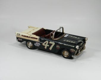 Vintage Black Convertible Drag Car – “The Double Doozer” Handmade Metal Racer