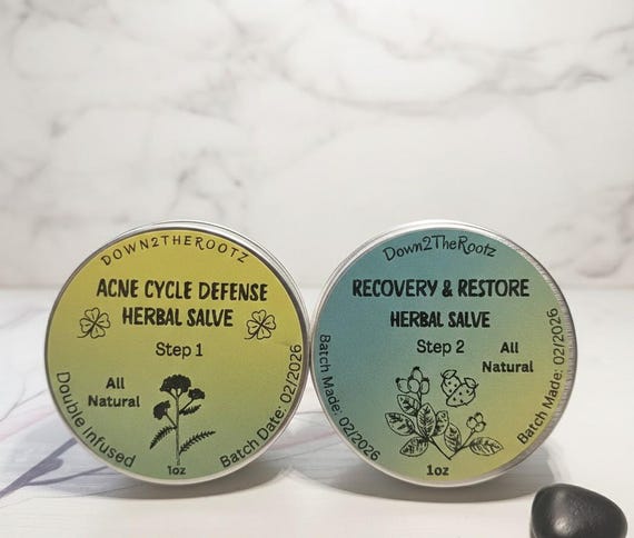 Acne Balm Set For Teen & Adult Acne Skincare Routine • Sensitive Skin • Herbal Salve All Natural