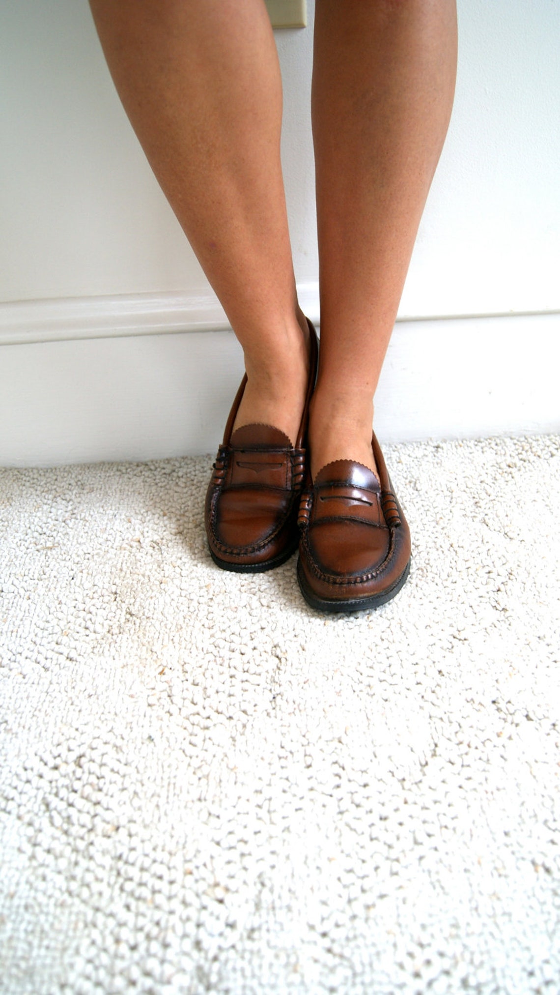 Vintage Penny Loafers. 1980s Preppy Leather Flats. Size 6. Etsy