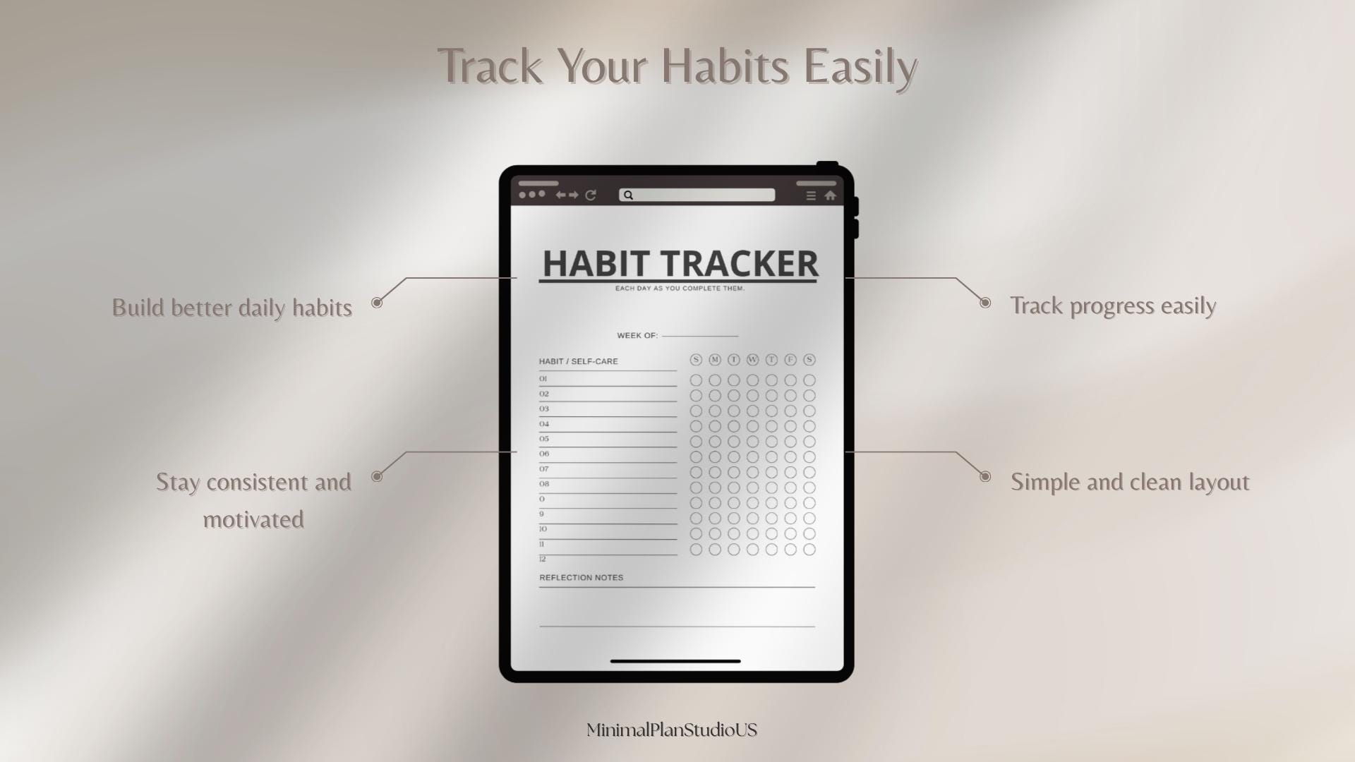 Minimalist 2026 Planner Printable PDF, Weekly Monthly Planner, Habit ...
