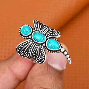Handmade Butterfly Ring Choose Your Gemstone  Statement  925 Sterling Silver Bezel Setting For Her