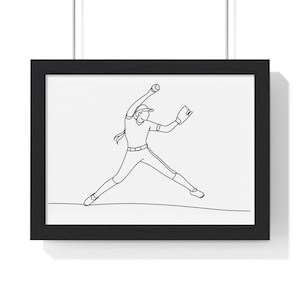 Softball Pitcher Line Art Download | Softball Art | Softball Fan Decor | Wall Art Download | Sports Gift