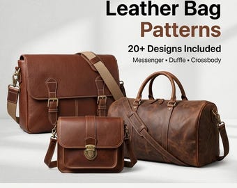 Leather Bag Patterns Bundle | 20+ Messenger, Duffle, Crossbody Designs (PDF Download)